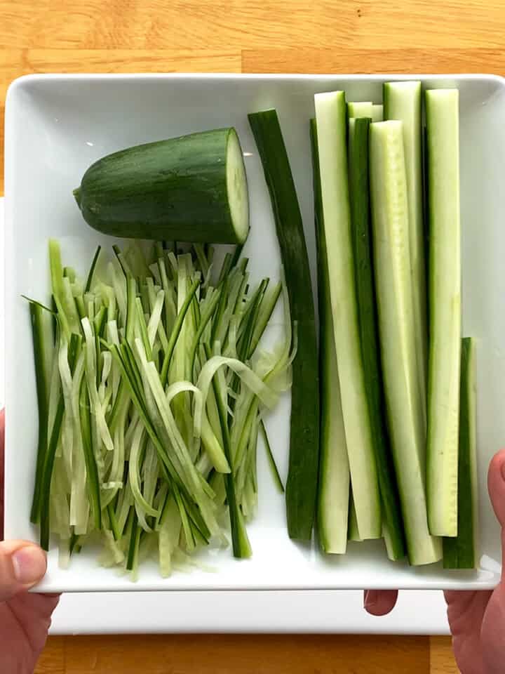 Cucumber cut for sushi