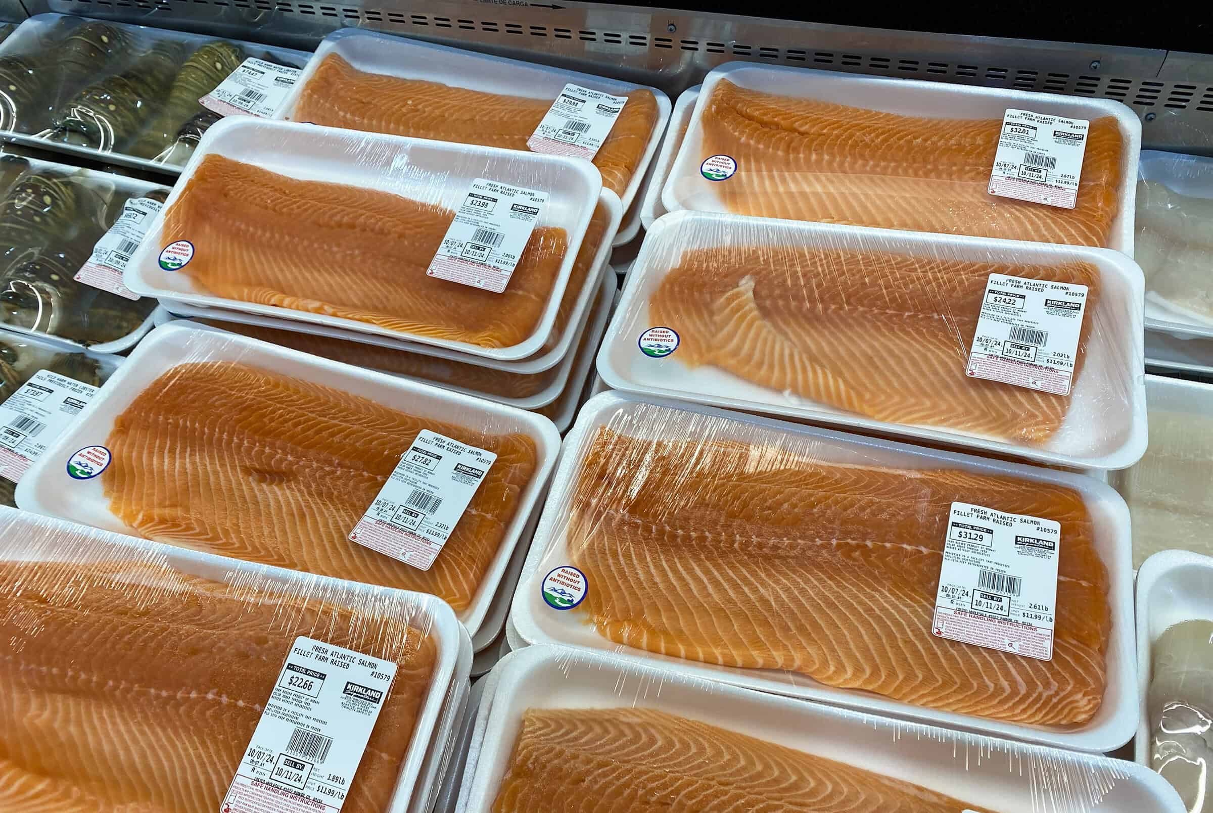 Costco salmon in refrigerated case