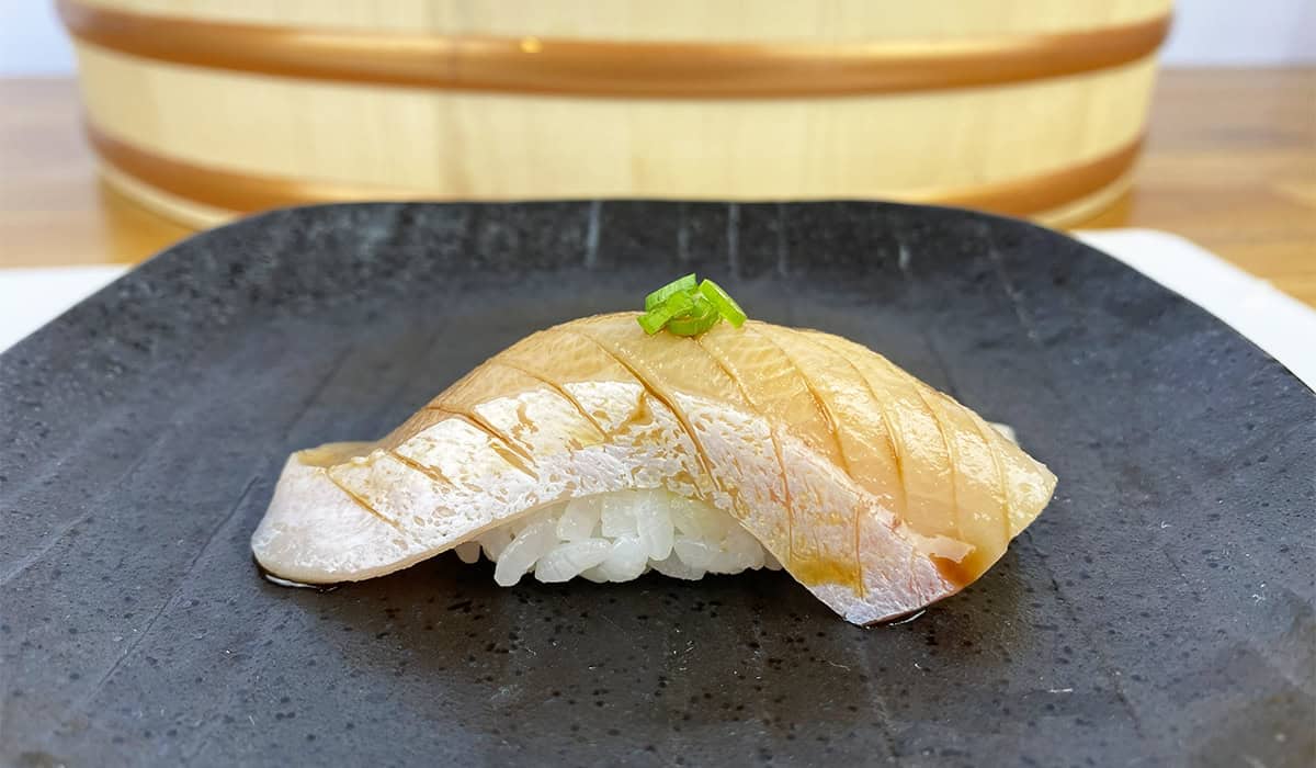 Hamachi nigiri sushi